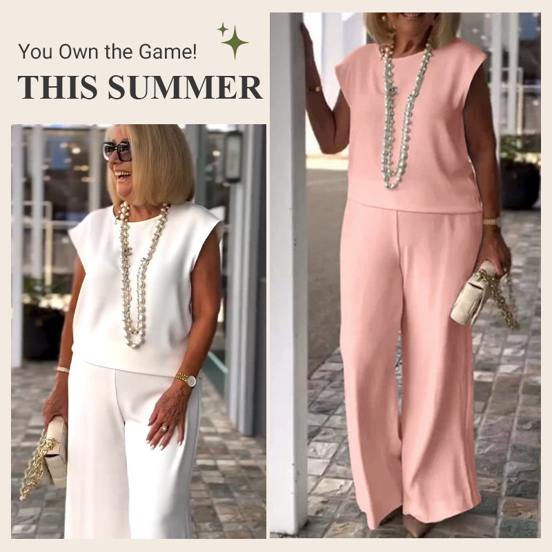 Siena™ - Zestaw Damski z Topem i Spodniami Bez Rękawów