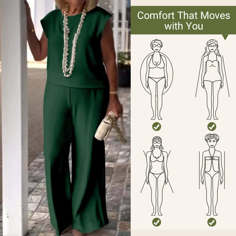 Siena™ - Zestaw Damski z Topem i Spodniami Bez Rękawów