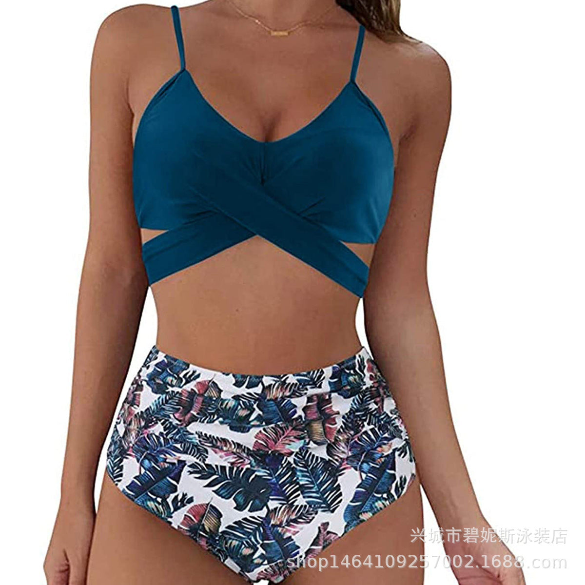 Ophelia™ - Bikini Modelujące z Wysokim Stanem w Wzory i Krzyżowym Kroju