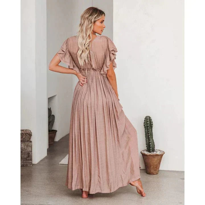 Weronika™ - Maxi Taupe Ibiza Sukienka