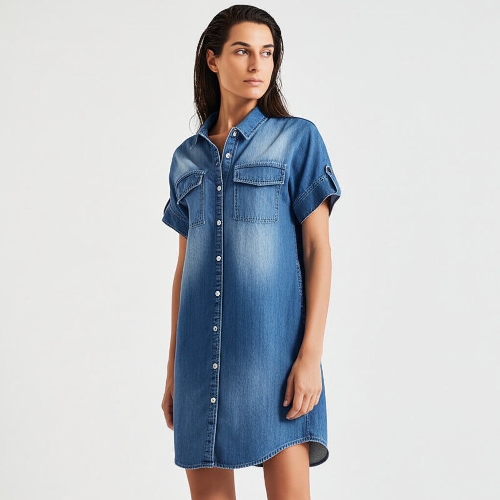 Valerie ™ - Elegancka sukienka dżinsowa z zakryciem brzucha