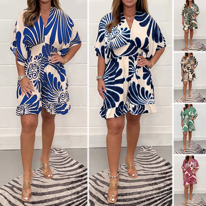 Nina™ - Krótki Kombinezon z Kwiatowym Wzorem